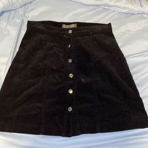 Black corduroy button up skirt